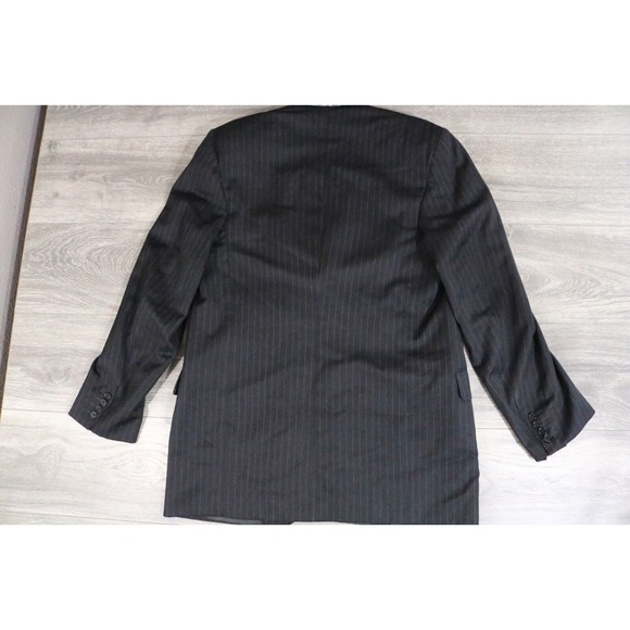 Canali Mens Pinstripe Three Button Suit Black Wool Size 52R X 36 - Picture 12 of 16